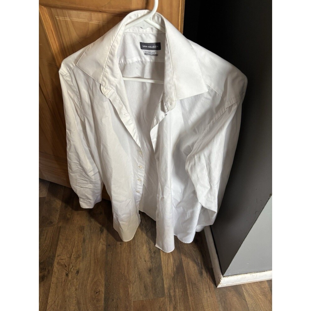 Van Heusen Men's White Long Sleeve Dress Shirt, Regular-Fit, Size 15-15.5